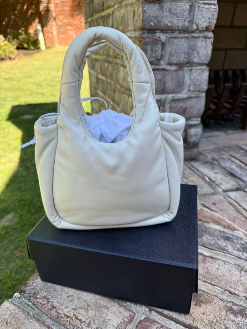 Prada Cream Mini Soft Padded Tote - Picture 2 of 11